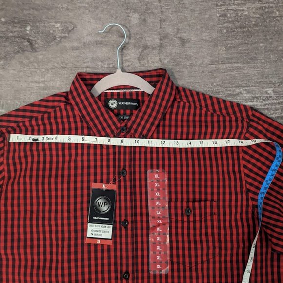 NWT Weatherproof Short Sleeve Men's Comfort Stretch XL Checked Shirt - Picture 6 of 7